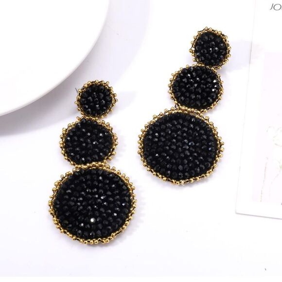 Elegant Black and Gold Earrings - Picture 4 of 4